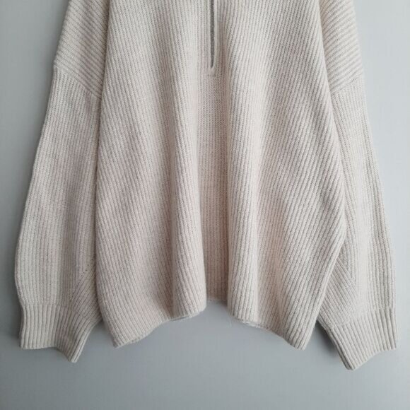 OLD NAVY Shaker-Stitch Half Zip Go-Recycled Pullover Sweater Ivory Sz XXL - Picture 4 of 16